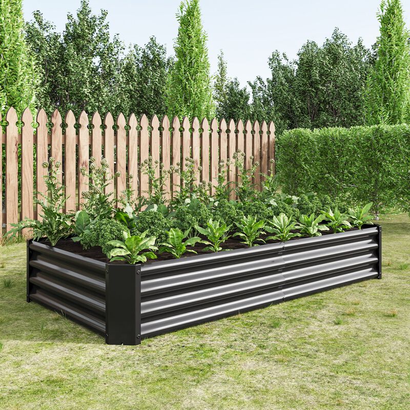 Clihome 6&times;3&times;1ft Metal Raised Rectangle Planter Beds for Plants image number 2