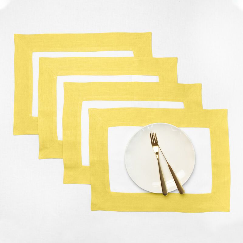 Solino Home 100% Pure Linen Placemats 14 x 19 Inch Set of 4 - Contempo