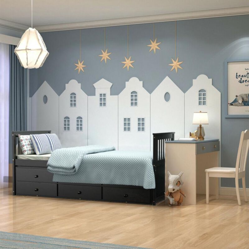 Hivvago Twin Captains Bed with Trundle and 3 Storage Drawers