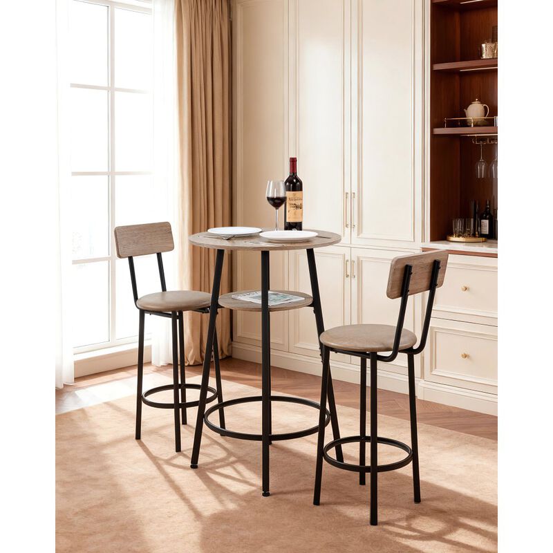 3-Piece Pub Table Set with 2 Chairs for Breakfast Corner image number 5