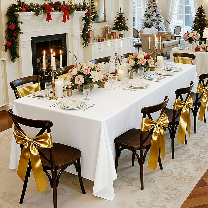 6 Pack Tablecloths for Rectangle Tables, Durable Washable Fabric Covers for Dining Events-White
