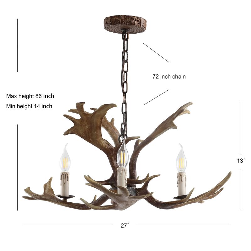 Speller Adjustable Resin Antler 3-Light LED Chandelier