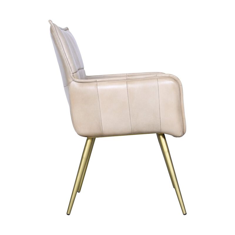 World Interiors Thorpe Surrey Armchair in in Antique Ivory Leather and Gold Legs image number 5