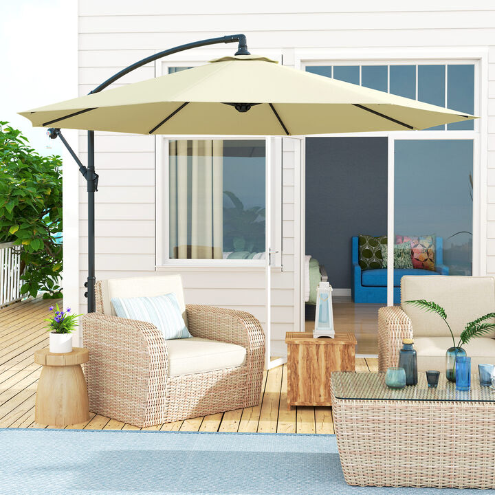 Patio Cantilever Umbrella &ndash; Adjustable Tilt Offset Sunshade for Garden, Poolside, or Deck