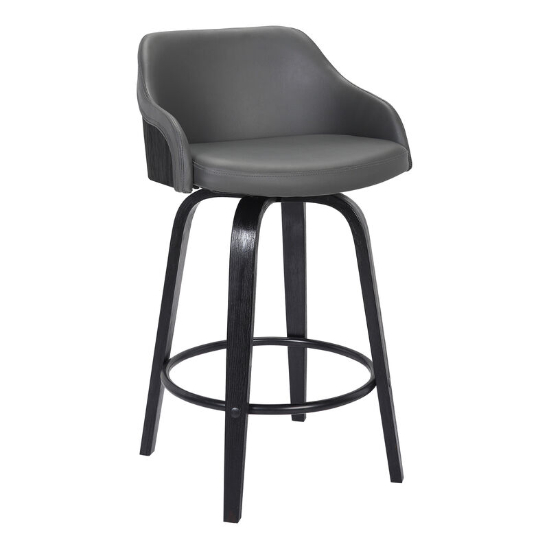 Alec Counter Height Swivel Faux Leather and Wood Bar Stool