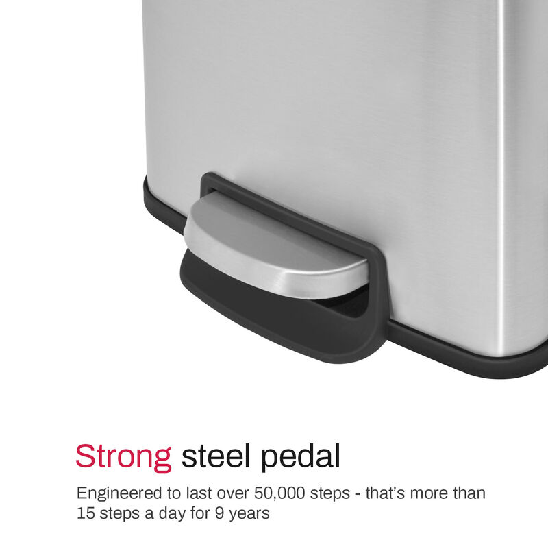 8 Gallon/30 Liter Rectangular Stainless Steel Step-on Trash Can for Kitchen office, Silver image number 6