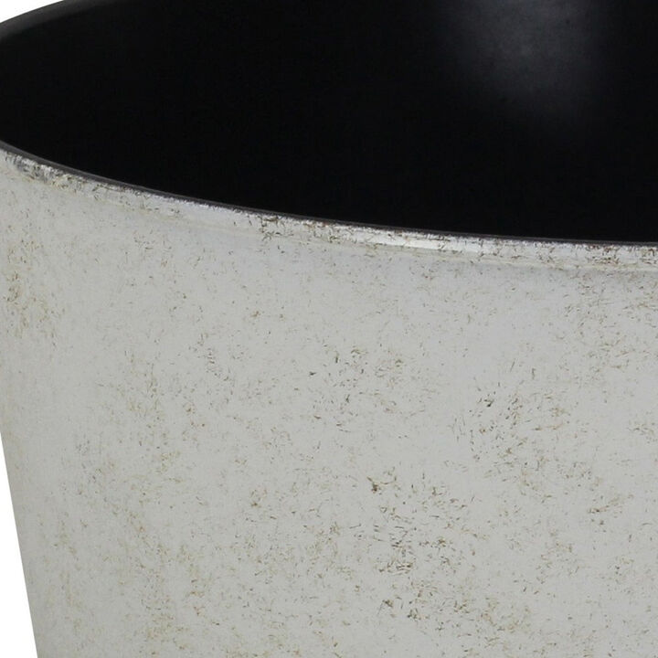 HomeRoots 12" Cream Recycled Plastic Indoor Outdoor Round Pot Planter