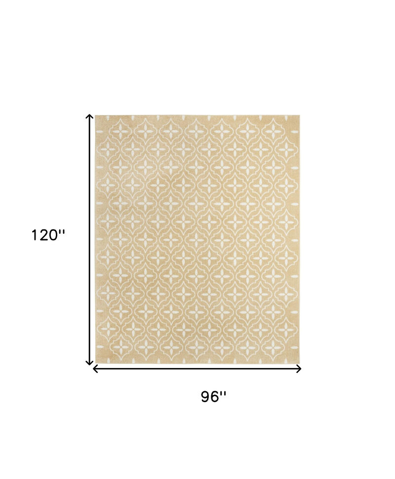 HomeRoots 8' X 10' Beige And Ivory Geometric Indoor Outdoor Area Rug image number 3