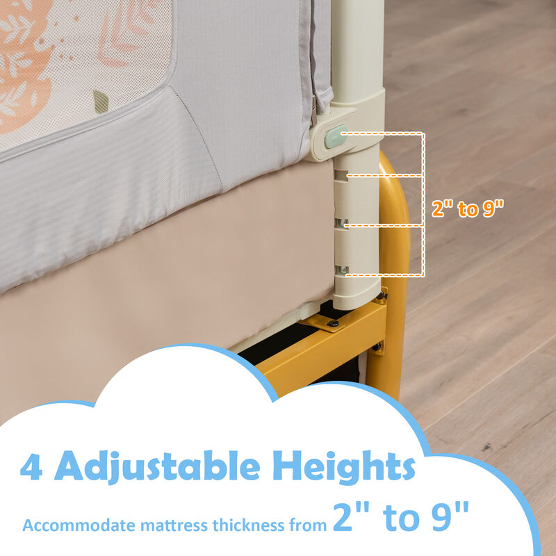 Baby Bed Guard Rail with Vertical Lifting Design and Double Lock for Kids Bed-Grey image number 4