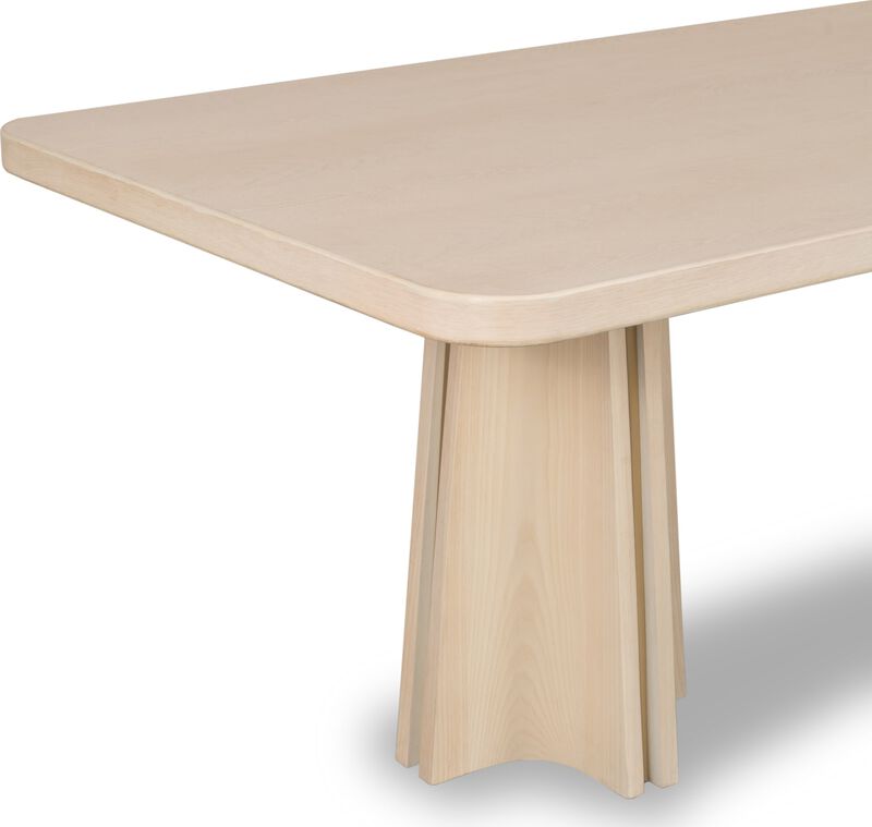Zinnia Ash Wood Double Pedestal Dining Table in White Sand