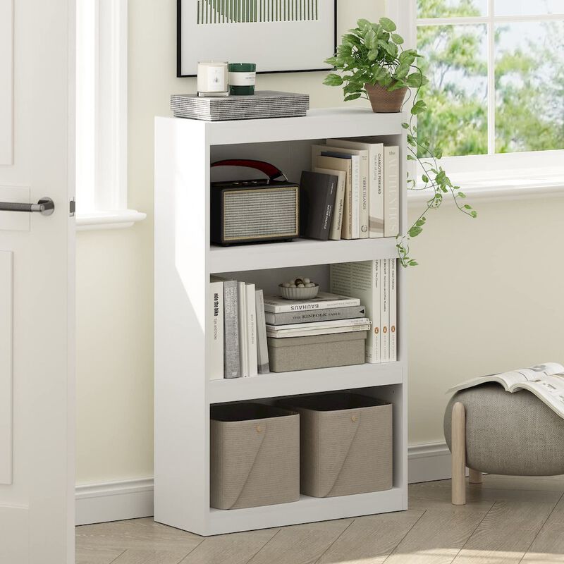 Furinno JAYA Enhanced Home 3-Tier Adjustable Shelf Bookcase, White