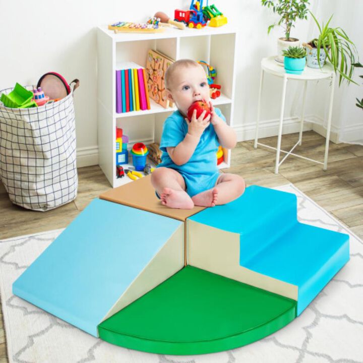 4 Pieces Indoor Toddler Playtime Corner Climber Play Set-Blue