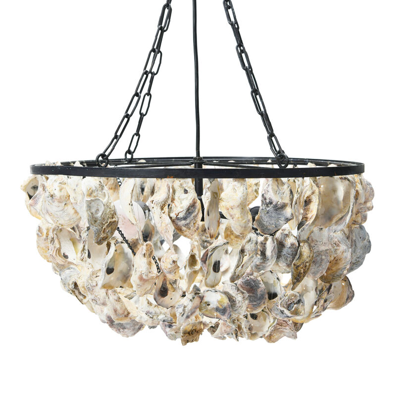 Metal and Draped Oyster Shell Chandelier, Multicolor image number 5