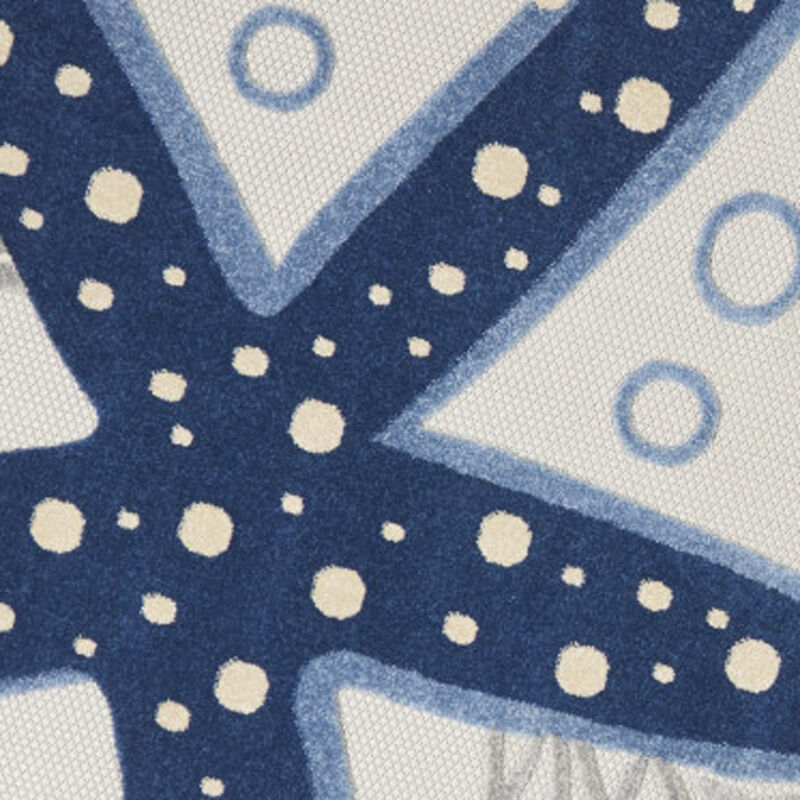 HomeRoots 8' Navy Blue And Gray Round Starfish Indoor Outdoor Area Rug image number 3