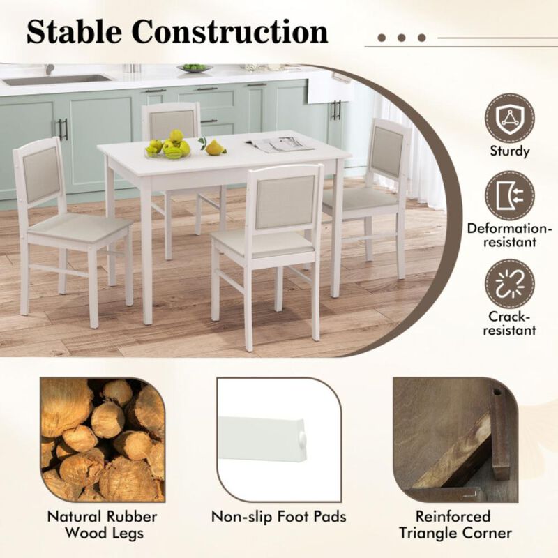 Hivvago 5-Piece Dining Set for 4 with Rubber Wood Legs for Small Dining Room