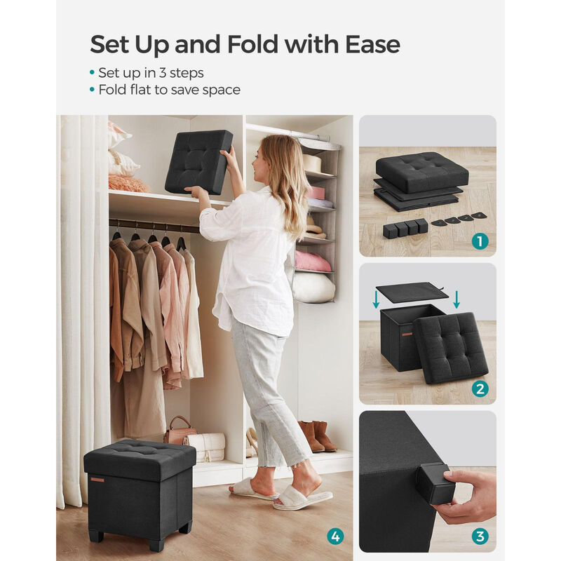 Mini Footstool Ottoman with Legs &ndash; Padded Small Footrest for Comfort and Style in Any Room