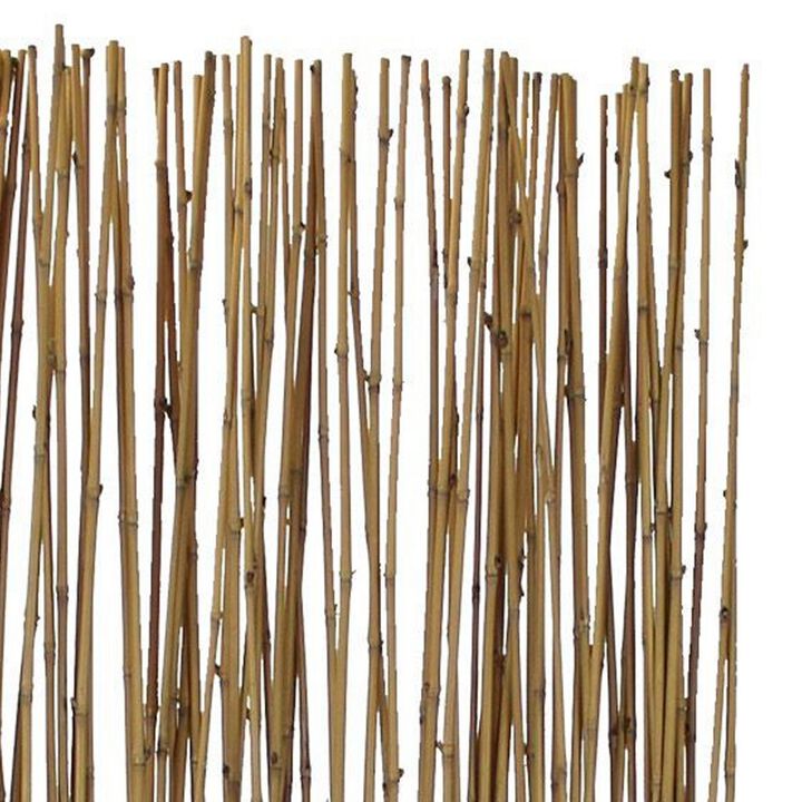 78 Inch Elongated Bamboo Branch Pattern Single Panel Screen, Brown-Benzara