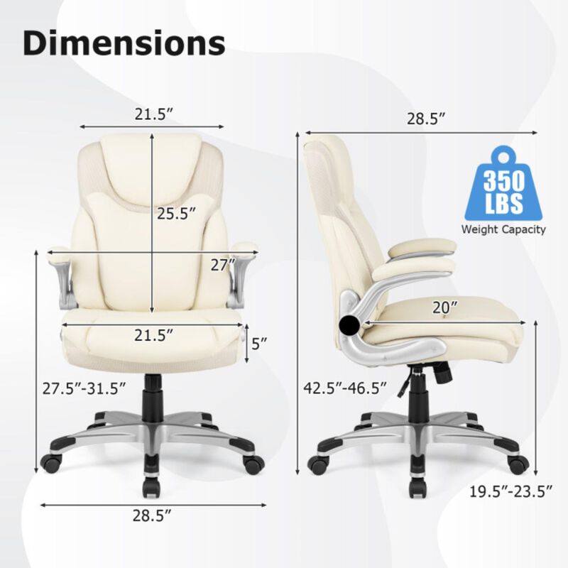 Hivvago Ergonomic Office PU Leather Executive Chair with Flip-up Armrests and Rocking Function