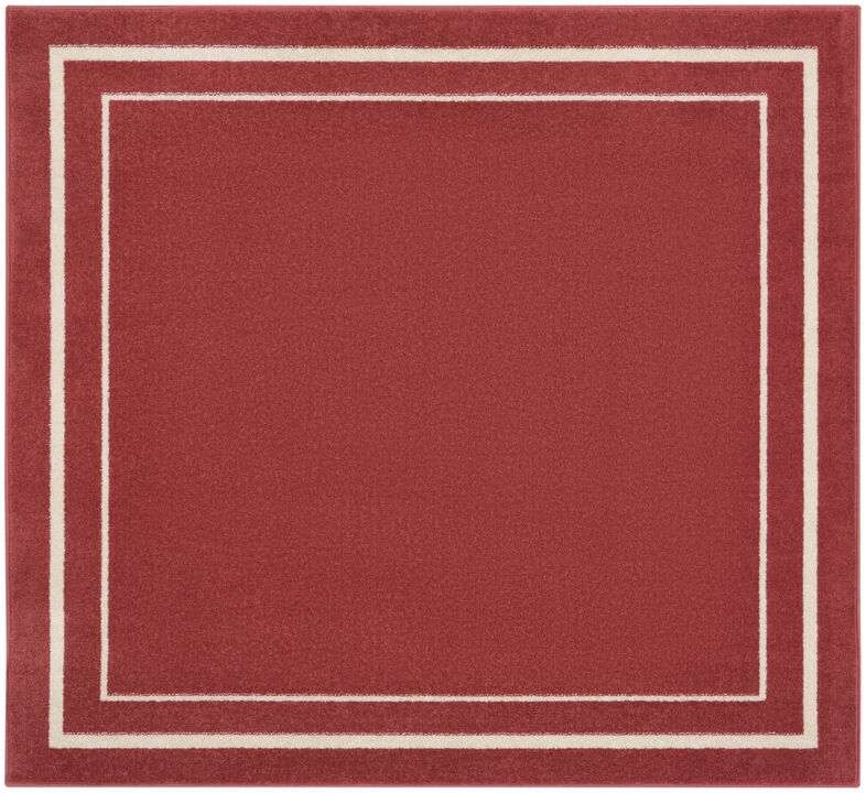 HomeRoots 5' Red And Ivory Square Indoor Outdoor Area Rug