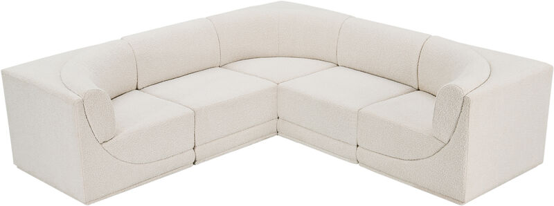 Meridian Furniture Ollie Cream Boucle Fabric Modular Sectional