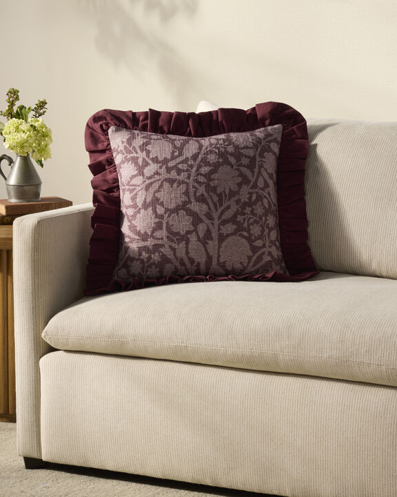 Kathleen Wine 18''x18'' Cover w/ Poly Pillow