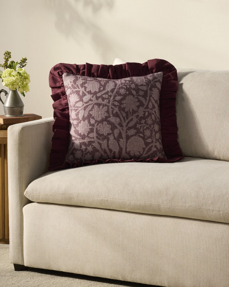 Kathleen Wine 18''x18'' Cover w/ Down Pillow image number 1