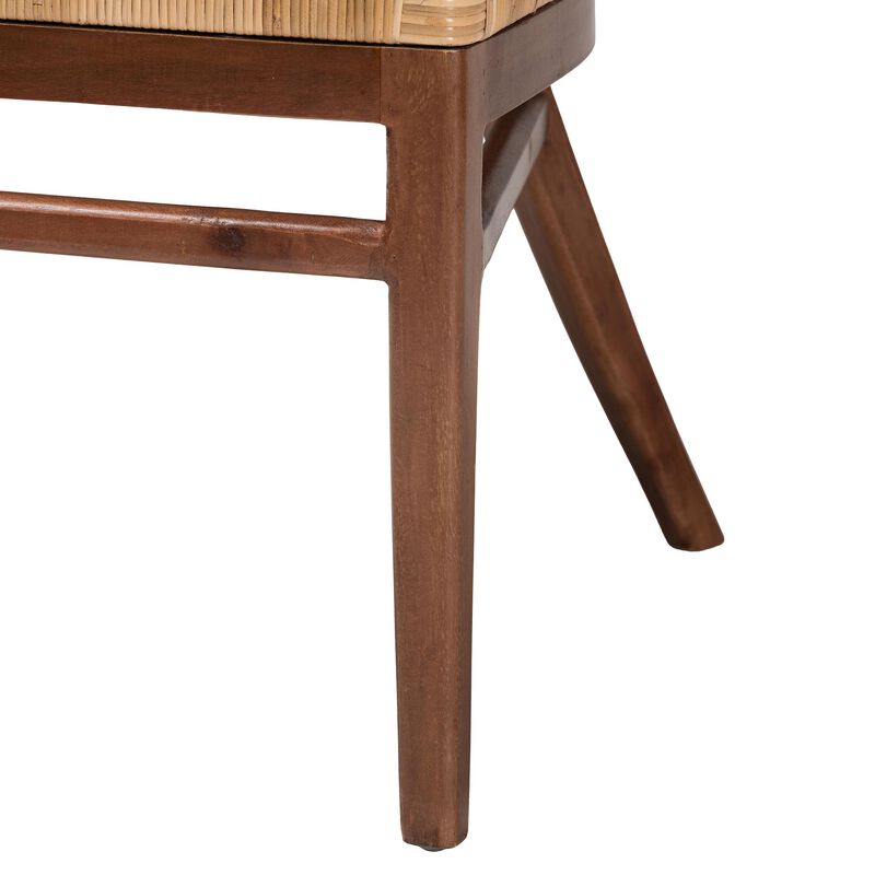 bali & pari Lumajang Bohemian Light Honey Rattan and Wood 2 Piece Dining Chair Set