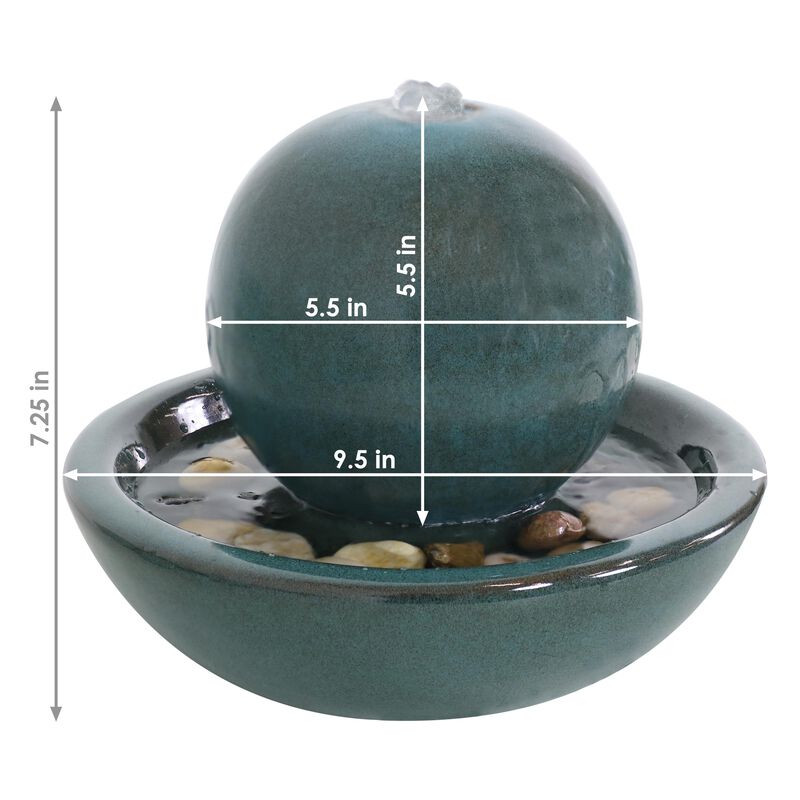 Sunnydaze Ceramic Indoor Water Fountain with Orb - 7 in image number 4