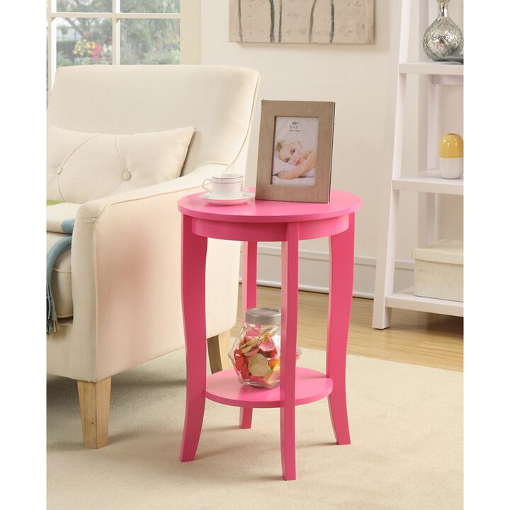 Convenience Concepts American Heritage Round End Table, Pink