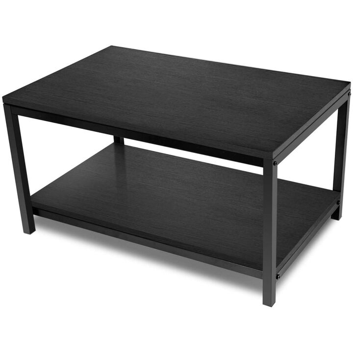 Storage Shelf for Living Room and Office, Easy Assembly, Black (Home Coffee Table), 31x20x16 inch