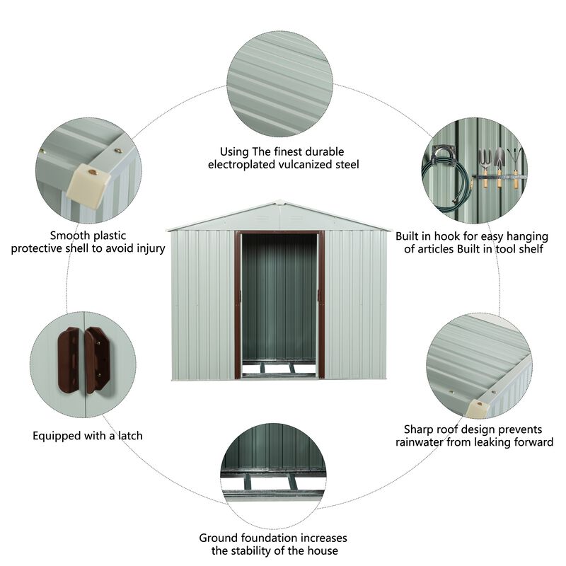 8ft x 4ft Outdoor Metal Storage Shed with metal foundation image number 4