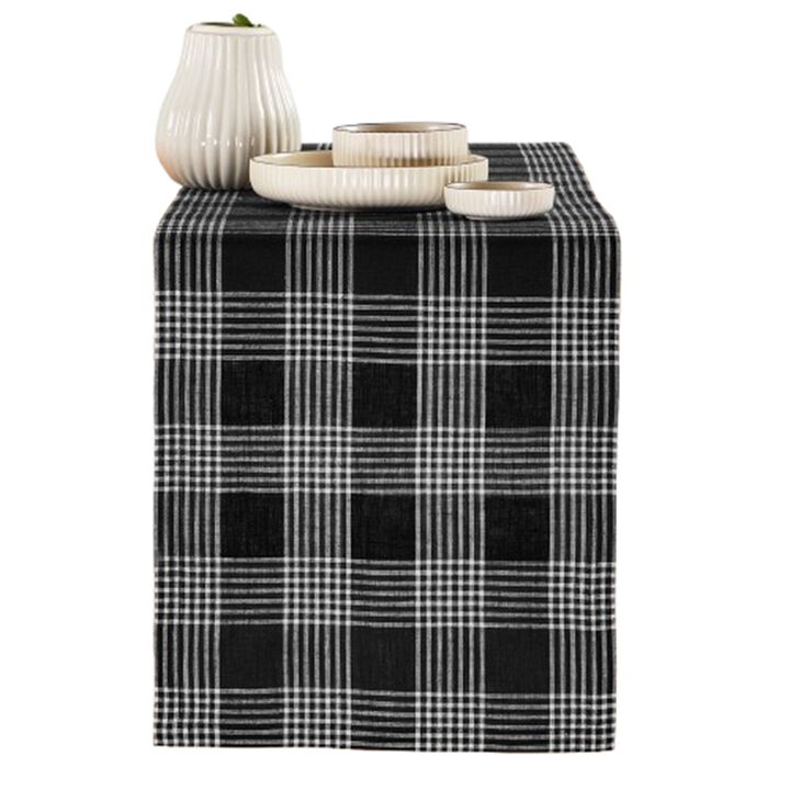 Solino Home 100% Pure Linen Table Runner - Glen Check