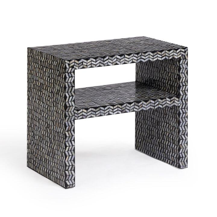 Tov Furniture Derry Black Mother of Pearl Nightstand