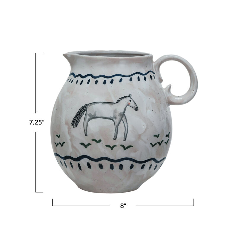 Horse Stoneware Pitcher, Multicolor image number 1