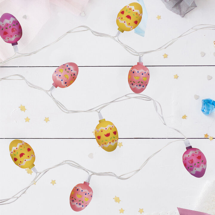 10-Count Pastel Multi-Color Easter Egg String Light Set  7.25ft White Wire