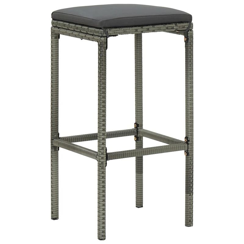 Bar Stool Set of 2 Gray Steel Standard Footrest Bar Stool
