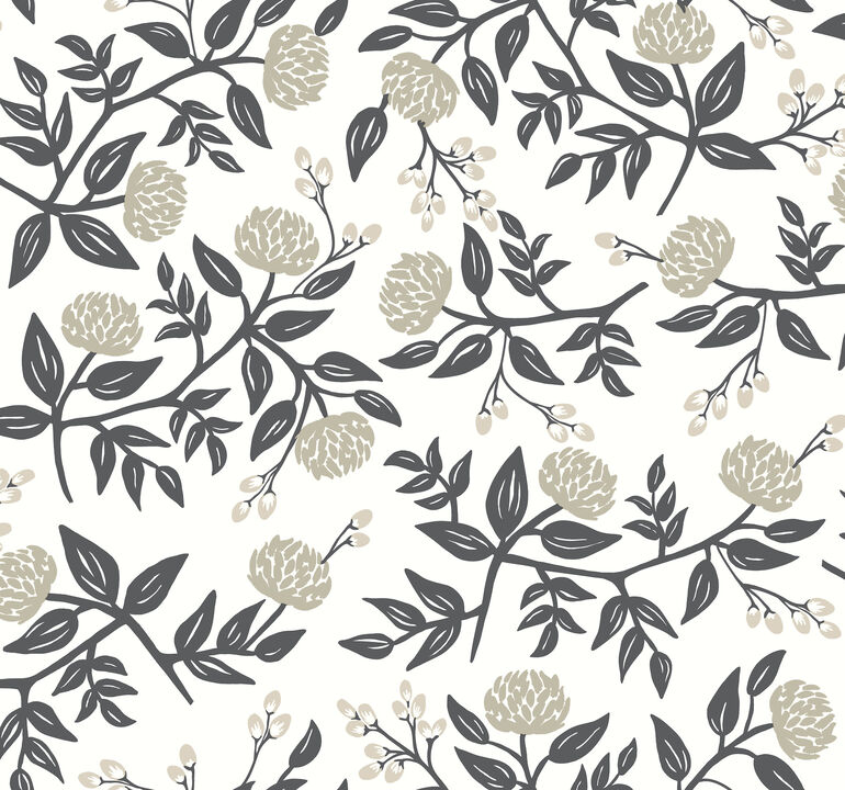 Peonies White & Black Wallpaper