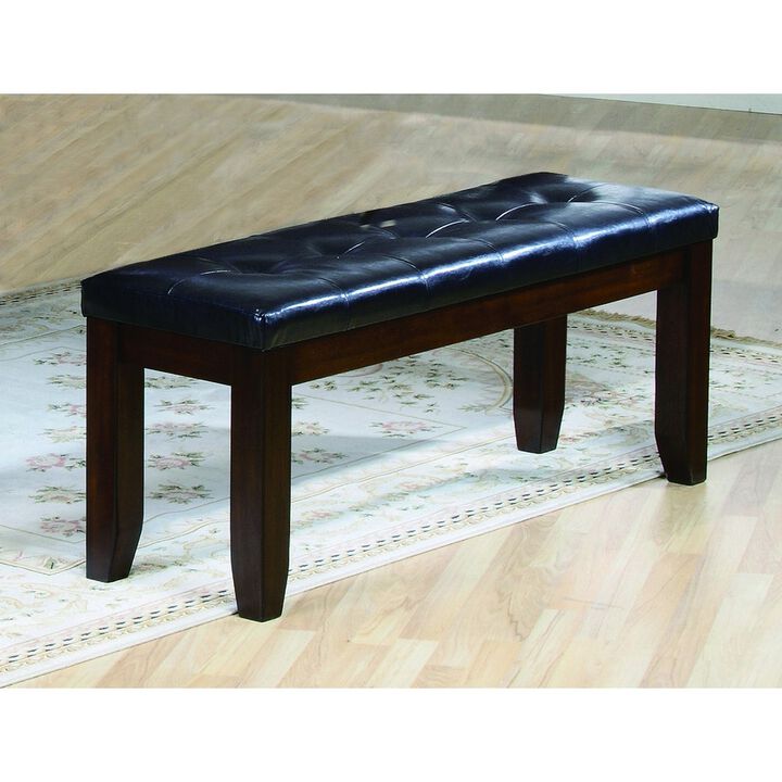 Impressive leather Tufted Upholstered Bench In Brown And Black-Benzara