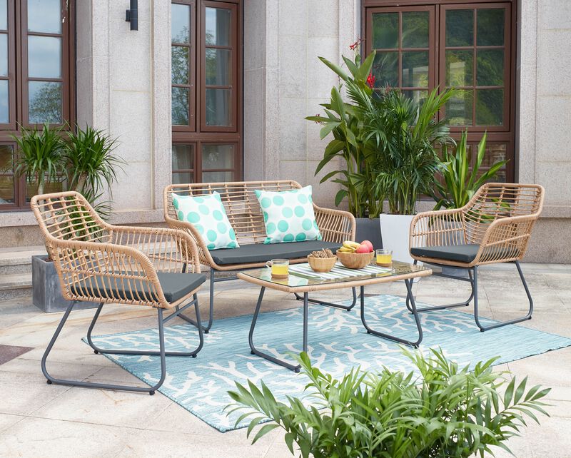 Antibes Gray 4-Piece Patio Set