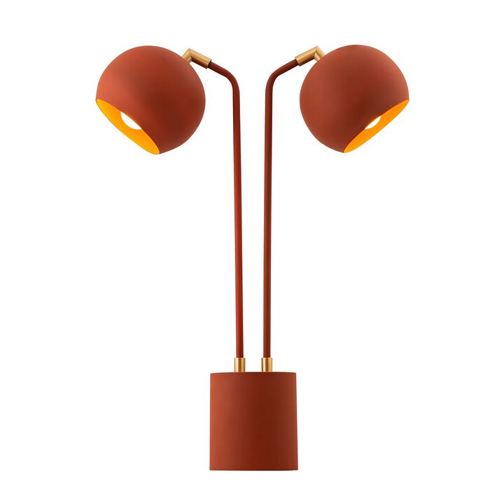 TOV Furniture Hubli 21.7" H Modern Iron Metal Table Lamp in Red Terracotta