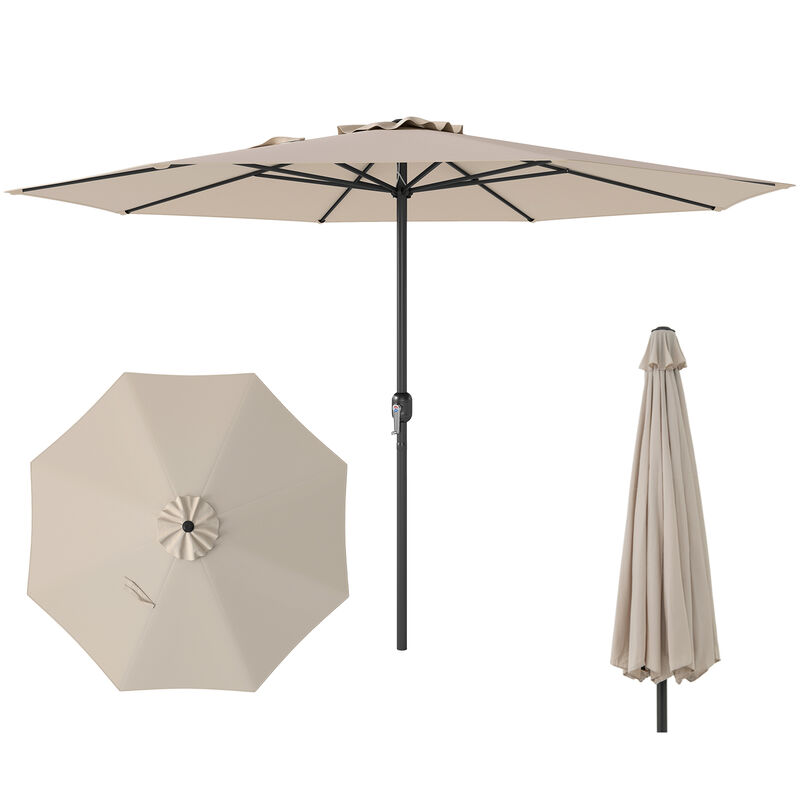Patio Umbrella with Easy Crank Handle and 8 Sturdy Ribs for Durable Outdoor Shade