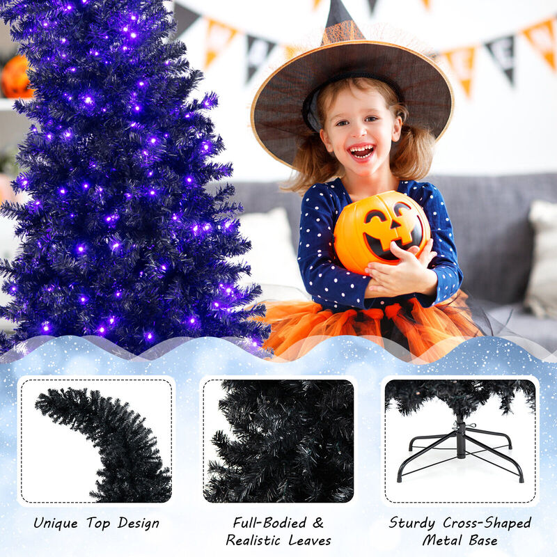 Pre-Lit Halloween Tree with 400 Lights and 8 Flash Modes for Spooky and Dynamic Holiday Decor