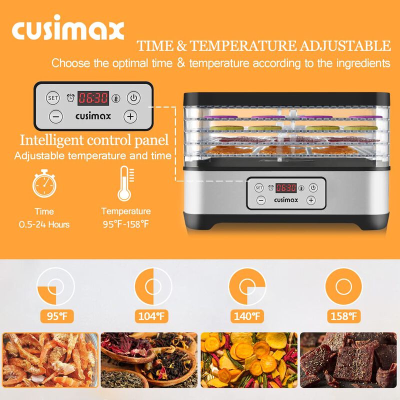 Cusimax Food Dehydrator Machine, Electric Dryer Dehydrators Machine with Digital Timer & Temperature Control, for Fruits, Meat, Vegetables image number 4