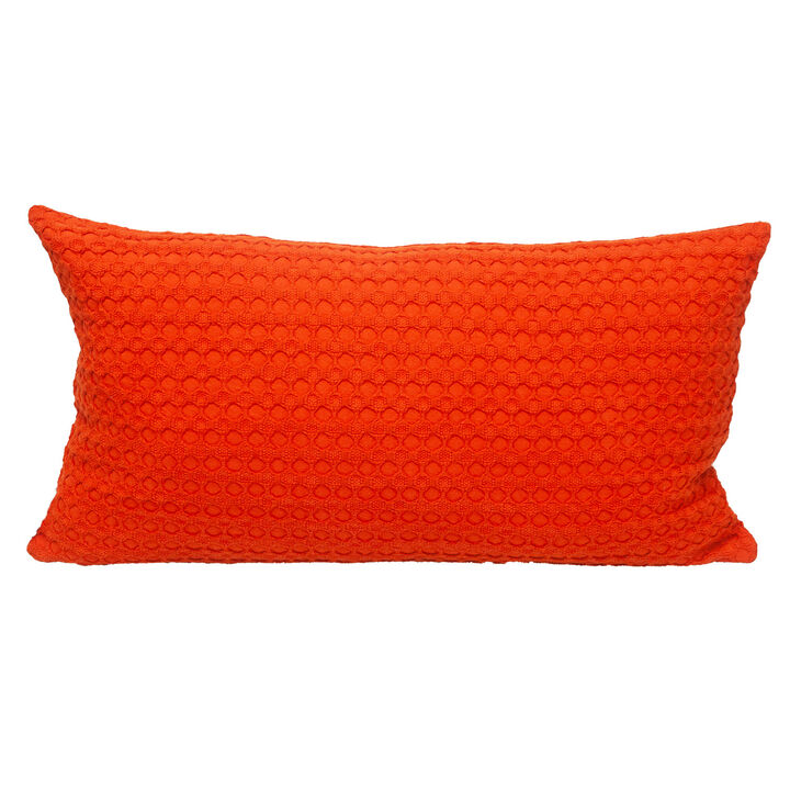 HomeRoots 14" X 26" Orange Cotton Lumbar Throw Pillow with Texture