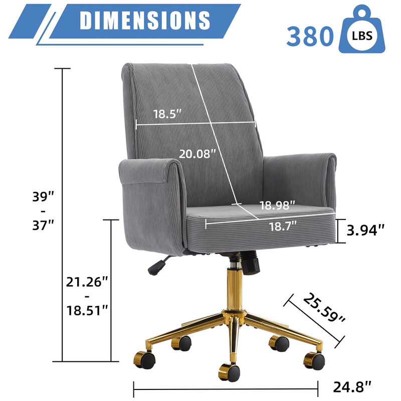 Merax High End Ergonomic Office Chair Gilded Metal Base with Luxury Memory Foam Cushion image number 3