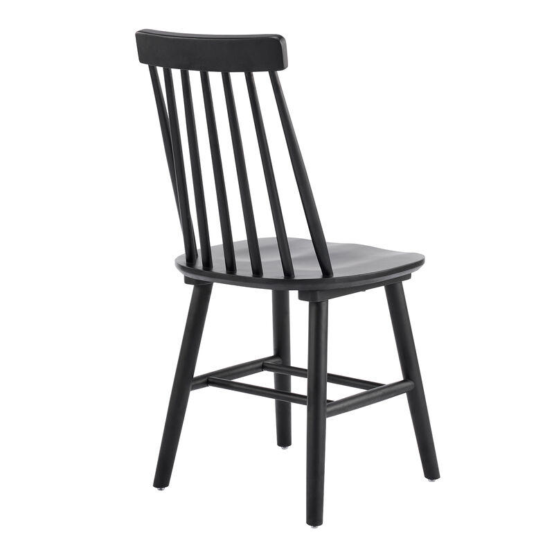 HomeRoots Set of Two Black Solid Wood Windsor Back Dining Side Chairs image number 3