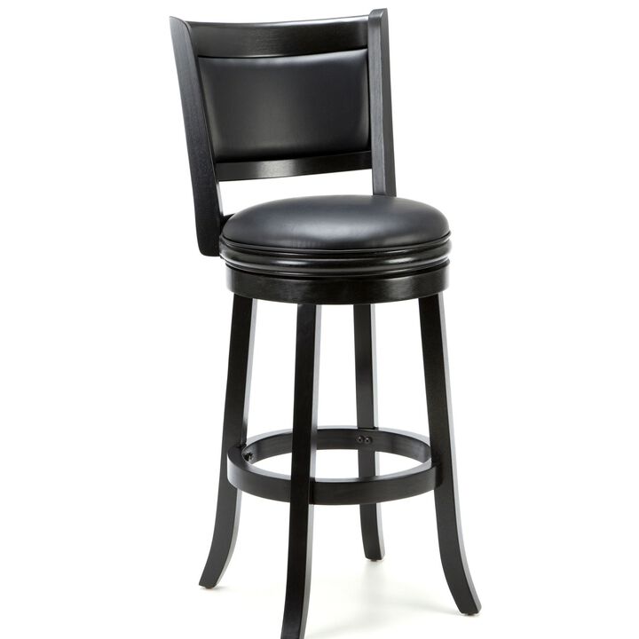 Hivvago Black 29-inch Swivel Seat Barstool with Faux Leather Cushion Seat