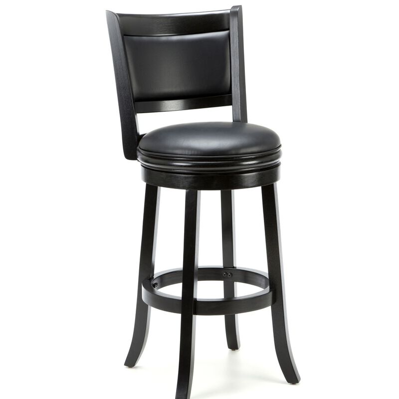 Hivvago Black 29-inch Swivel Seat Barstool with Faux Leather Cushion Seat