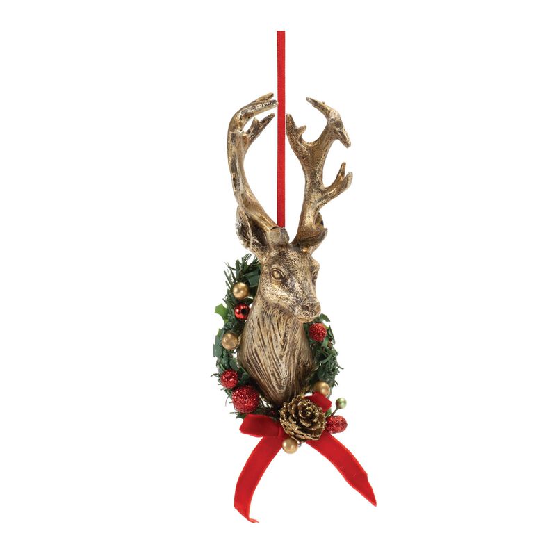 Set of 6 Deer Head Mount Ornaments for Holiday Tree or Rustic Winter Display