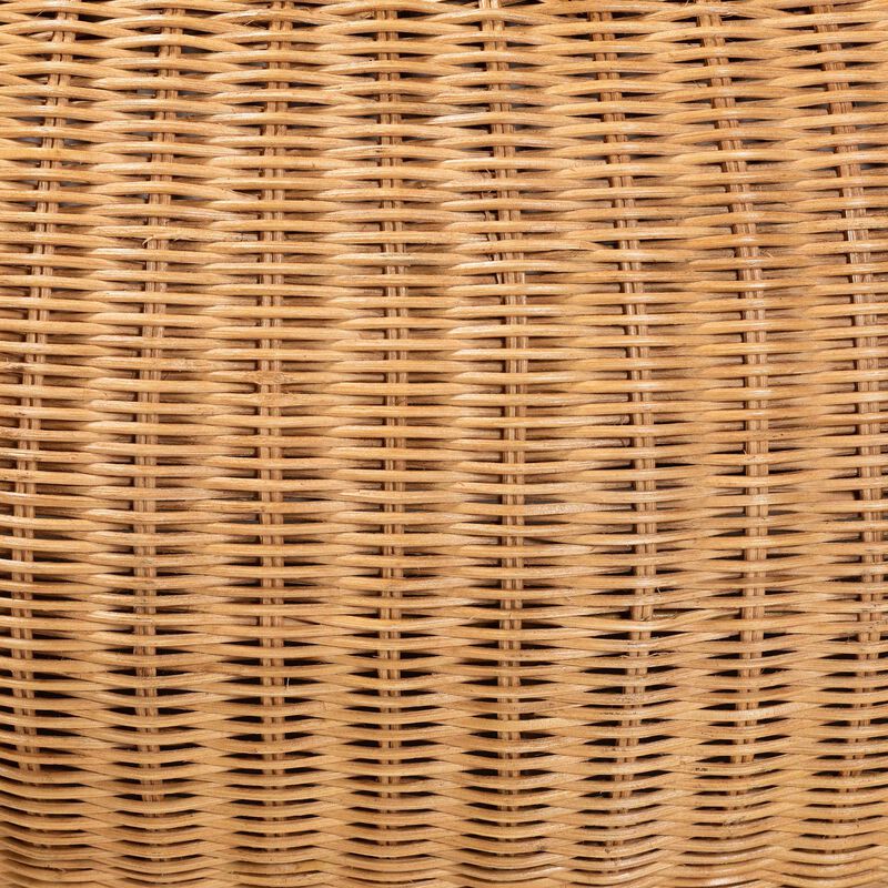 bali & pari Beatriz Natural Rattan Coffee Table : Handwoven Wicker Accent Table with Sculptural Drum Silhouette and Round Tabletop for Living Room or Sunroom image number 3